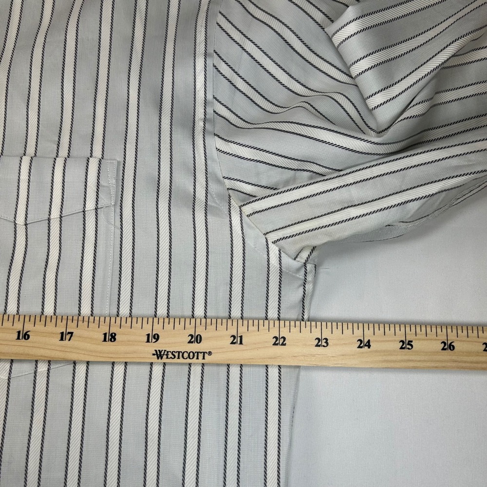 Faconnable Mens Striped Button Down Shirt Blue White Cotton Size M 4365BLG47 - Picture 4 of 8
